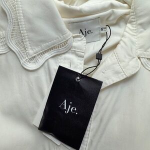 Aje White Dress - Reva Wave Trim Mini
